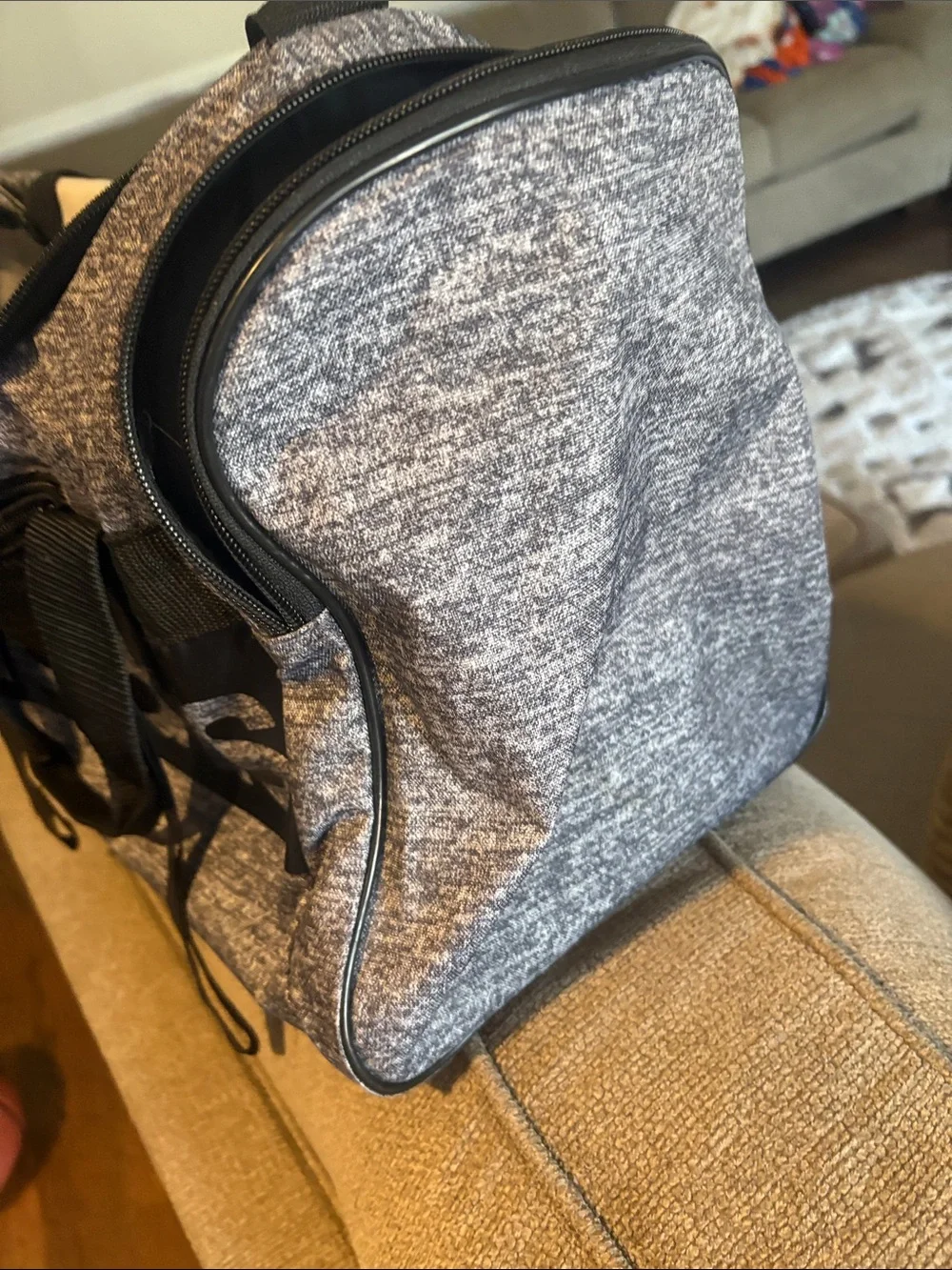 adidas Heather Gray Duffel Bag with Black Accents